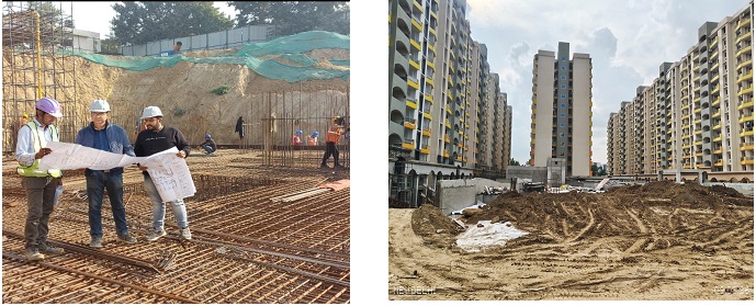 Checking of reinforcement at GPRA CPWD work at Kasturba Nagar, Delhi