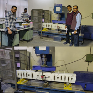 Flexural test setup for high grade Concrete reinforced Beams (In Flexure)